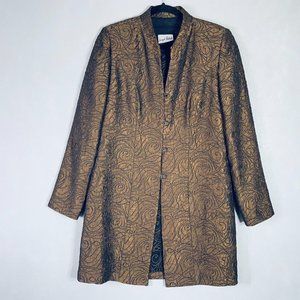 Joseph Ribkoff Womens Jacket L Bronze Embroidered Long Sleeve Blazer Button